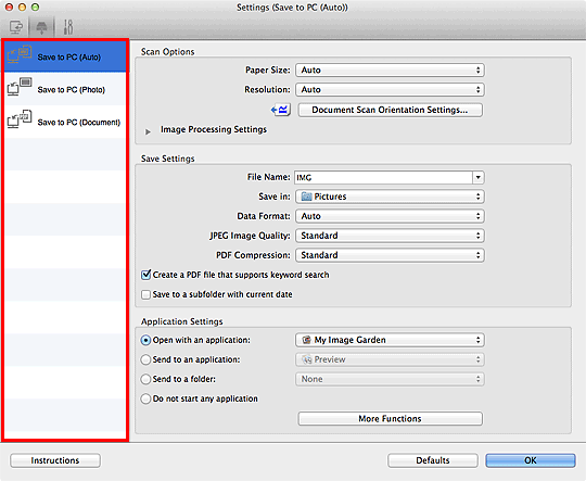 figure: Settings dialog